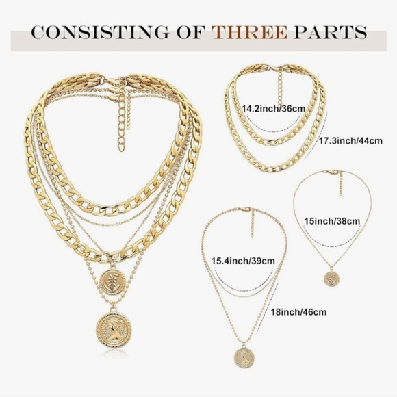 Runway Chic Chunky Gold Multi Layered Medallion Choker Necklace NWT - Picture 3 of 5